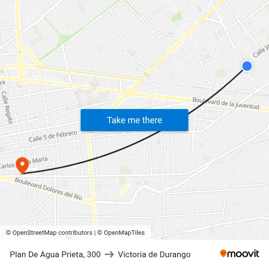 Plan De Agua Prieta, 300 to Victoria de Durango map