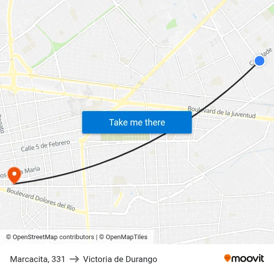 Marcacita, 331 to Victoria de Durango map