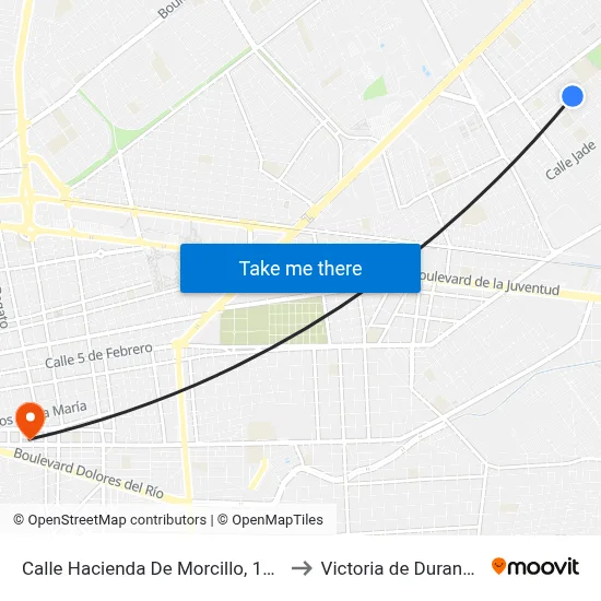 Calle Hacienda De Morcillo, 100 to Victoria de Durango map