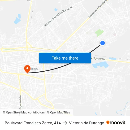 Boulevard Francisco Zarco, 414 to Victoria de Durango map
