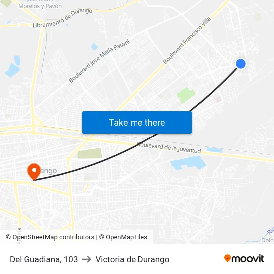 Del Guadiana, 103 to Victoria de Durango map