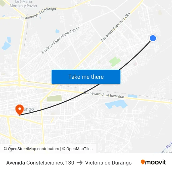 Avenida Constelaciones, 130 to Victoria de Durango map