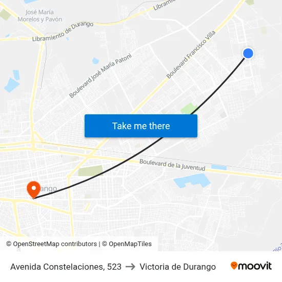 Avenida Constelaciones, 523 to Victoria de Durango map