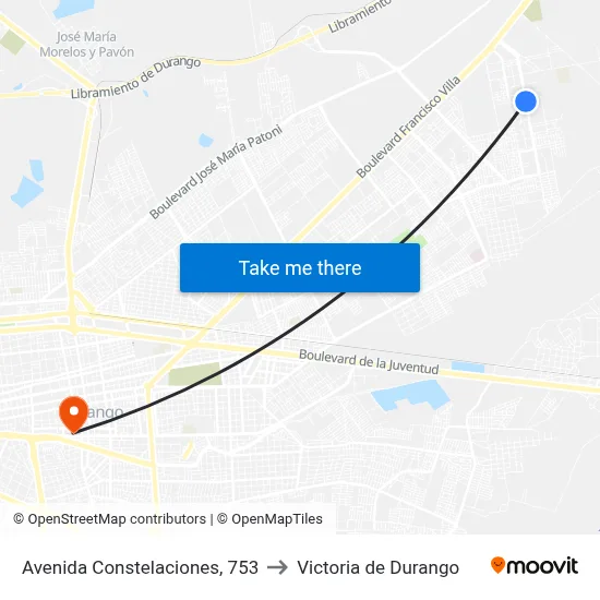 Avenida Constelaciones, 753 to Victoria de Durango map