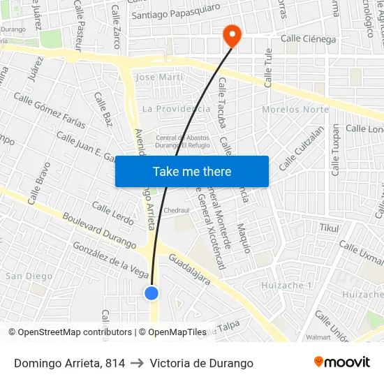 Domingo Arrieta, 814 to Victoria de Durango map