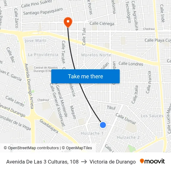 Avenida De Las 3 Culturas, 108 to Victoria de Durango map