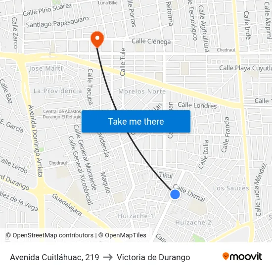 Avenida Cuitláhuac, 219 to Victoria de Durango map