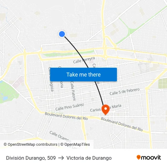 División Durango, 509 to Victoria de Durango map