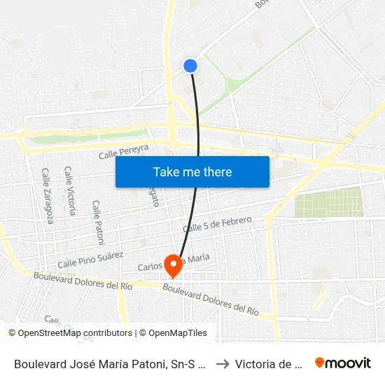 Boulevard José María Patoni, Sn-S Auditorio Cobach to Victoria de Durango map
