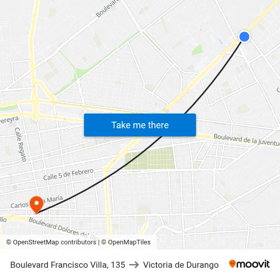 Boulevard Francisco Villa, 135 to Victoria de Durango map