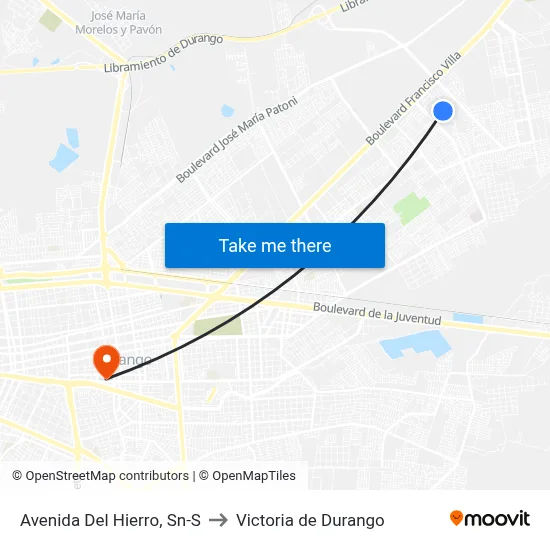 Avenida Del Hierro, Sn-S to Victoria de Durango map
