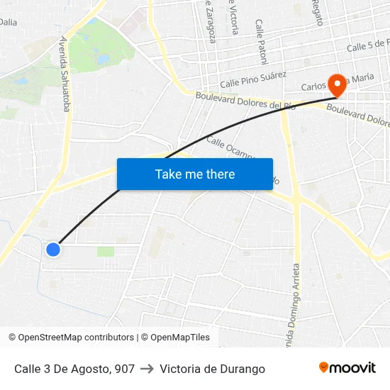 Calle 3 De Agosto, 907 to Victoria de Durango map