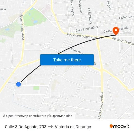 Calle 3 De Agosto, 703 to Victoria de Durango map