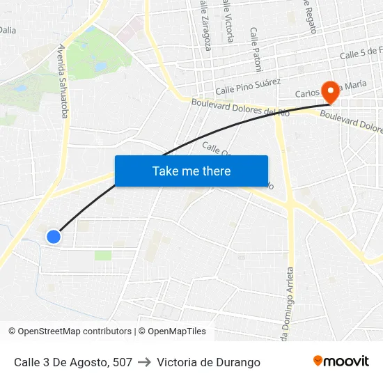 Calle 3 De Agosto, 507 to Victoria de Durango map