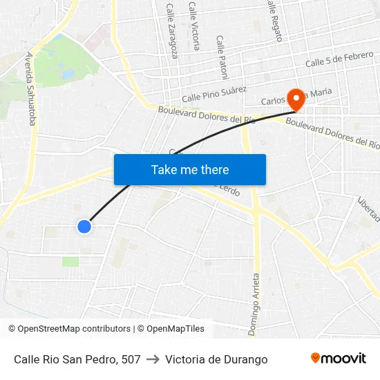 Calle Rio San Pedro, 507 to Victoria de Durango map