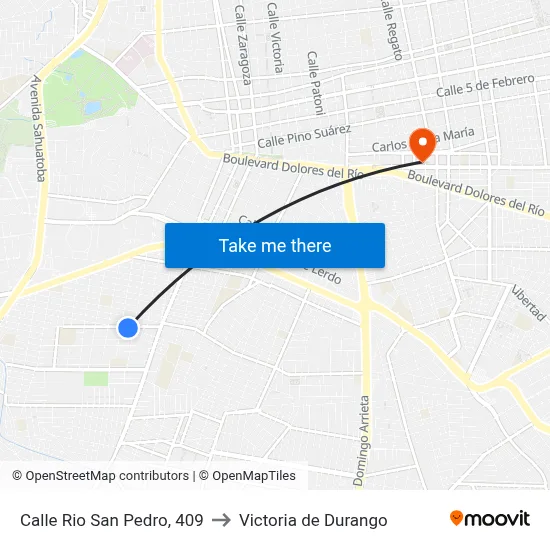 Calle Rio San Pedro, 409 to Victoria de Durango map