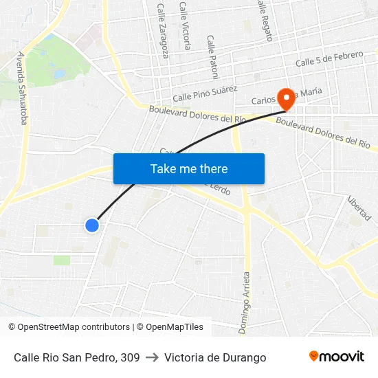 Calle Rio San Pedro, 309 to Victoria de Durango map