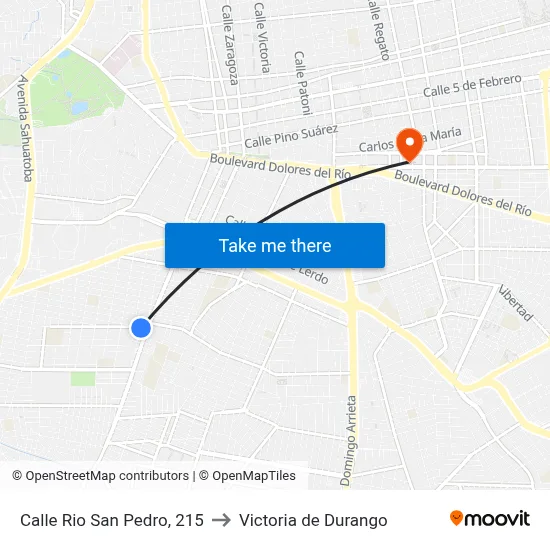 Calle Rio San Pedro, 215 to Victoria de Durango map