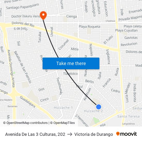 Avenida De Las 3 Culturas, 202 to Victoria de Durango map