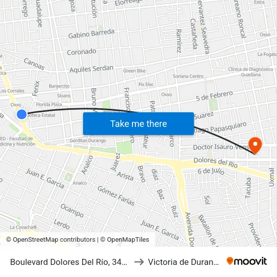 Boulevard Dolores Del Río, 341a to Victoria de Durango map
