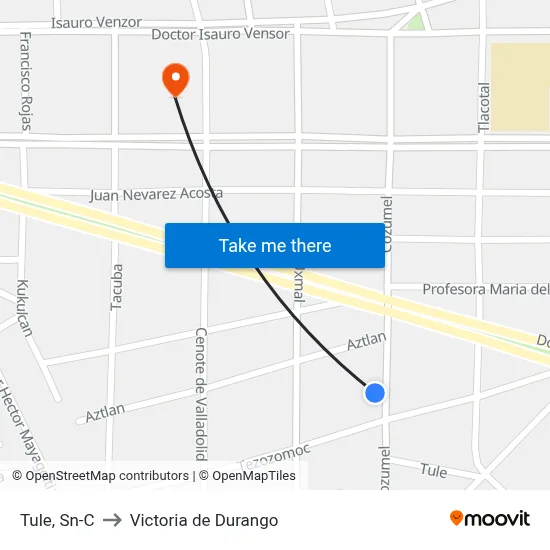 Tule, Sn-C to Victoria de Durango map