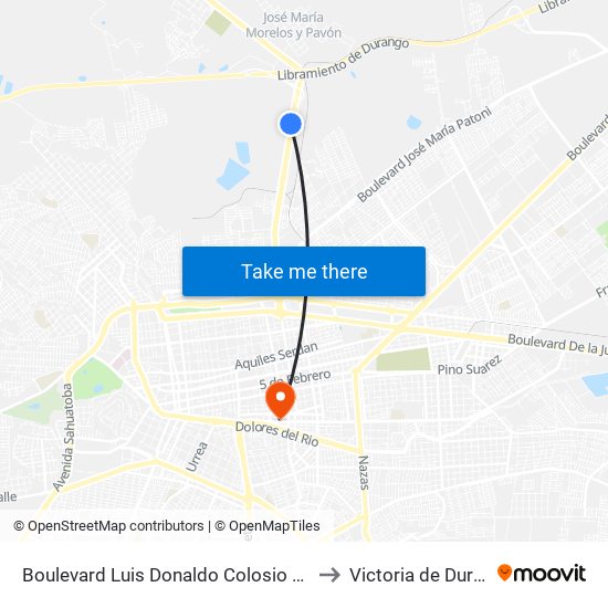 Boulevard Luis Donaldo Colosio M., 1015 to Victoria de Durango map