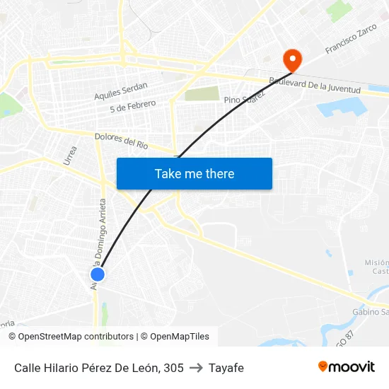 Calle Hilario Pérez De León, 305 to Tayafe map