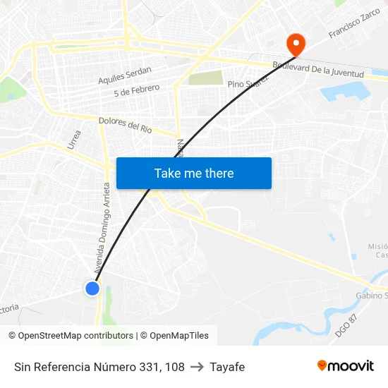 Sin Referencia Número 331, 108 to Tayafe map