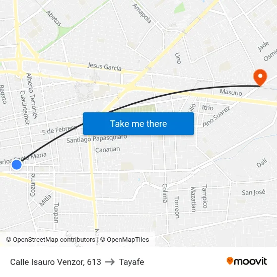 Calle Isauro Venzor, 613 to Tayafe map