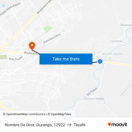 Nombre De Dios -Durango, 12922 to Tayafe map