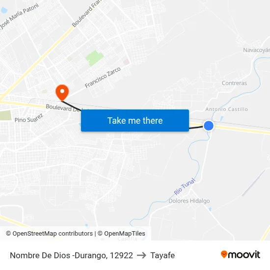 Nombre De Dios -Durango, 12922 to Tayafe map