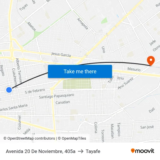 Avenida 20 De Noviembre, 405a to Tayafe map