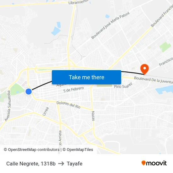 Calle Negrete, 1318b to Tayafe map