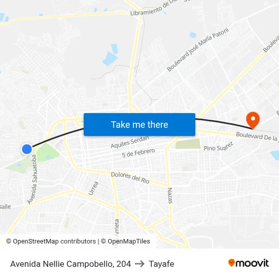 Avenida Nellie Campobello, 204 to Tayafe map