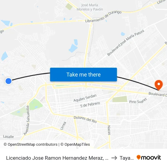 Licenciado Jose Ramon Hernandez Meraz, 605 to Tayafe map