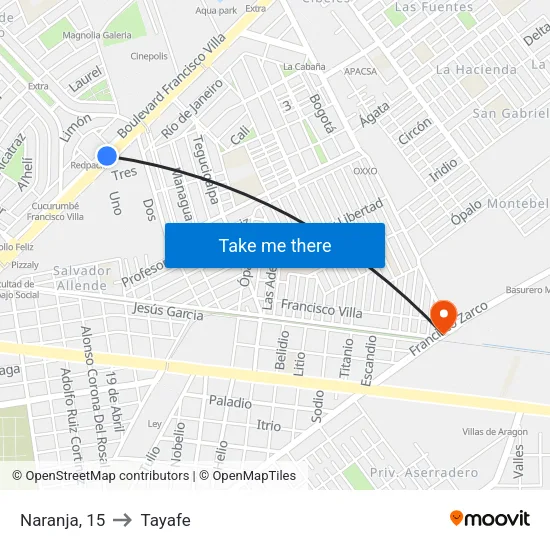 Naranja, 15 to Tayafe map