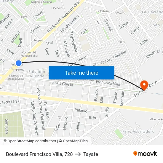 Boulevard Francisco Villa, 728 to Tayafe map