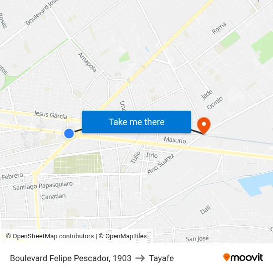 Boulevard Felipe Pescador, 1903 to Tayafe map