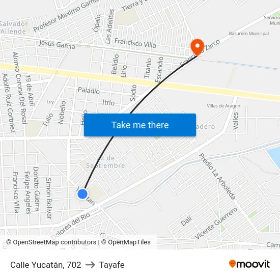 Calle Yucatán, 702 to Tayafe map
