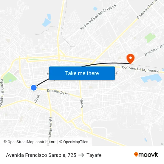Avenida Francisco Sarabia, 725 to Tayafe map