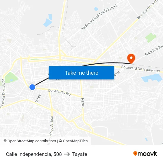 Calle Independencia, 508 to Tayafe map