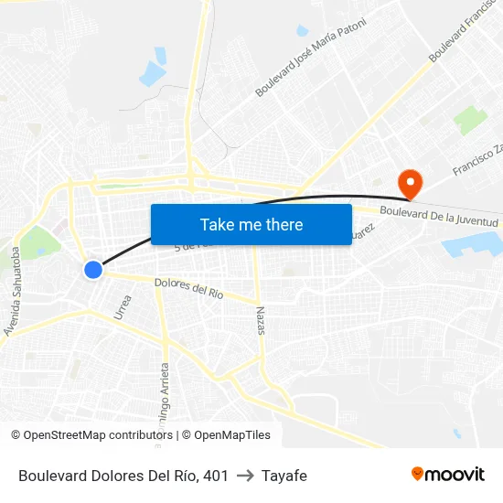 Boulevard Dolores Del Río, 401 to Tayafe map