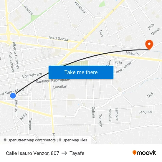 Calle Isauro Venzor, 807 to Tayafe map