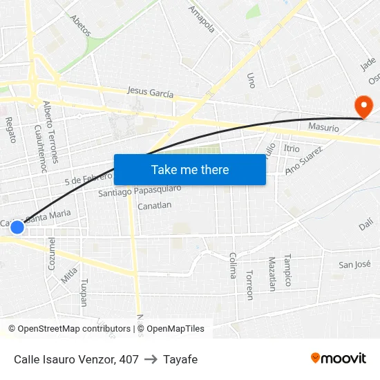 Calle Isauro Venzor, 407 to Tayafe map