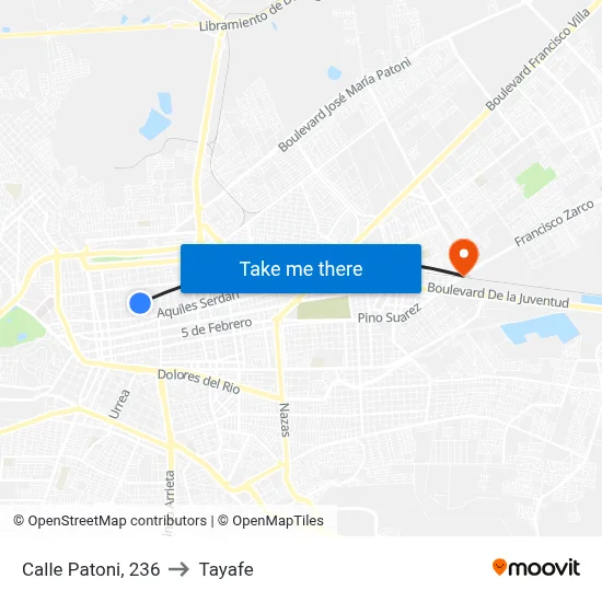 Calle Patoni, 236 to Tayafe map