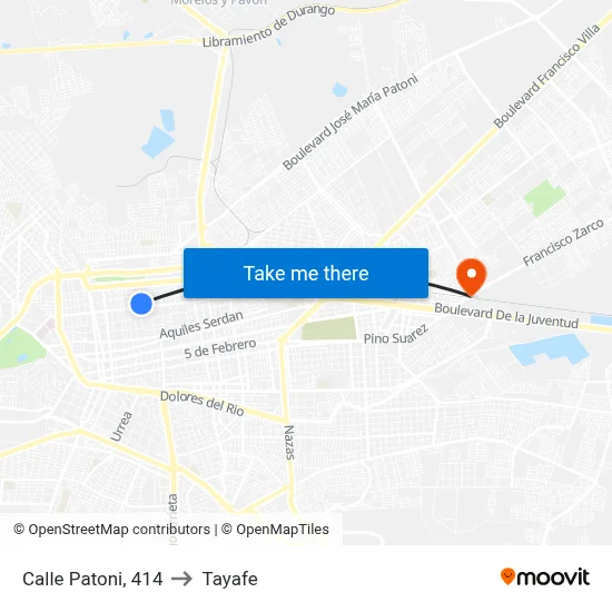 Calle Patoni, 414 to Tayafe map