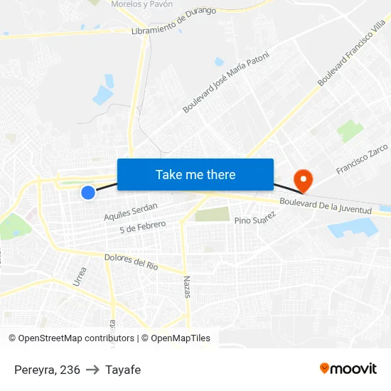 Pereyra, 236 to Tayafe map