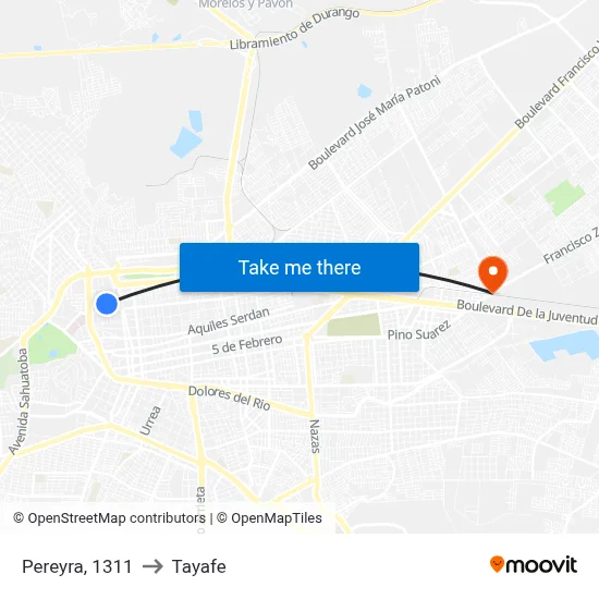 Pereyra, 1311 to Tayafe map