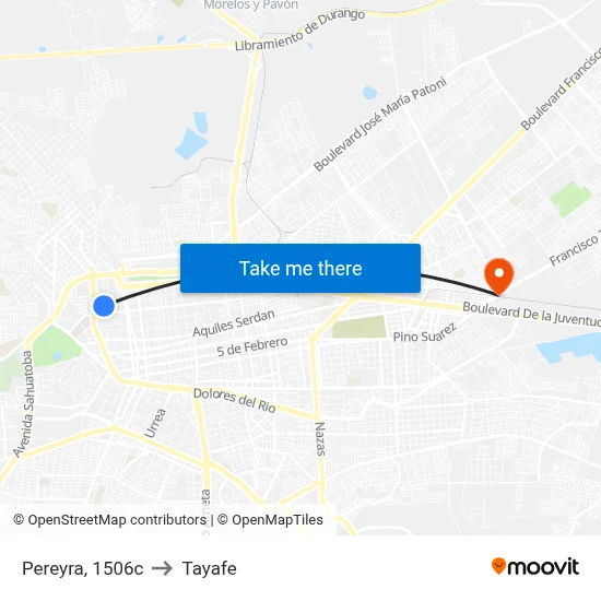 Pereyra, 1506c to Tayafe map