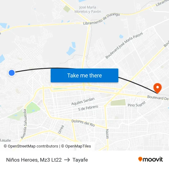 Niños Heroes, Mz3 Lt22 to Tayafe map